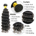 Brasilianer Remy Hair Extension 3 Bündel mit 4*4 Spitze Frontal Kinky Curly menschliches Haar Schuss natürliche Farbe 1B Haarbündel